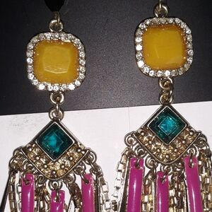 MIXIT Chandilier Dangle Earrings Festival Mardi Gras Hypoallergenic Earwires NEW